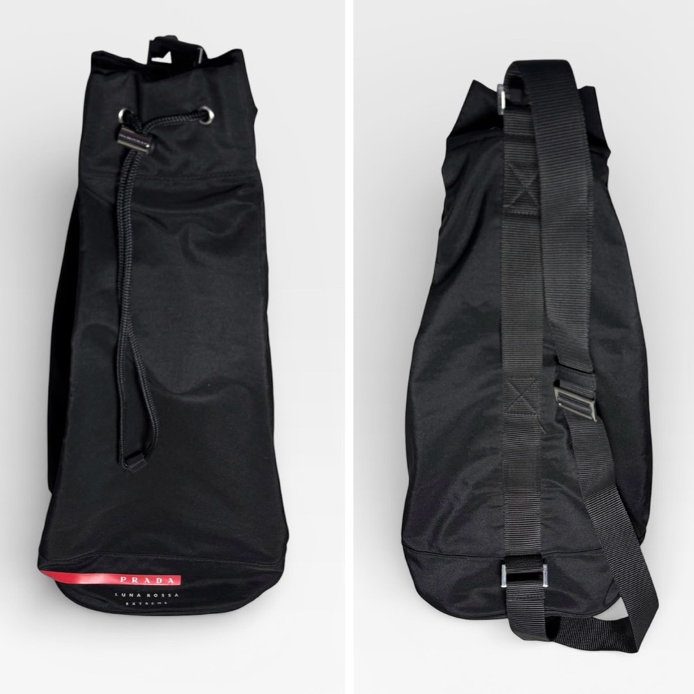 Prada Luna Rossa Extreme Drawstring Bag + Empty Glasses Case Black Travel Bundle - Picture 7 of 9